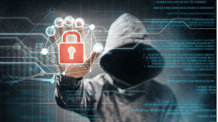 Hacker-touching-a-screen-with-a-lock-on-it-symbolizing-penetration-testing